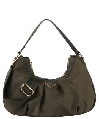 Nylon Triangle Plaque Shoulder Bag Hobo GLV-0175 OLIVE